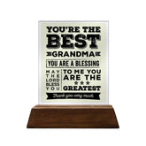 You're the Best Glass Plaque For Grandparents